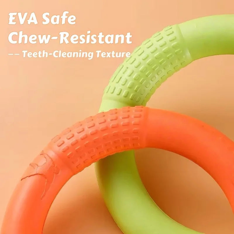 Waterproof Floating EVA Dog Training Flyer – Interactive Tug Ring & Chew-Resistant Flying Disc, Multi-Functional Fitness Toy