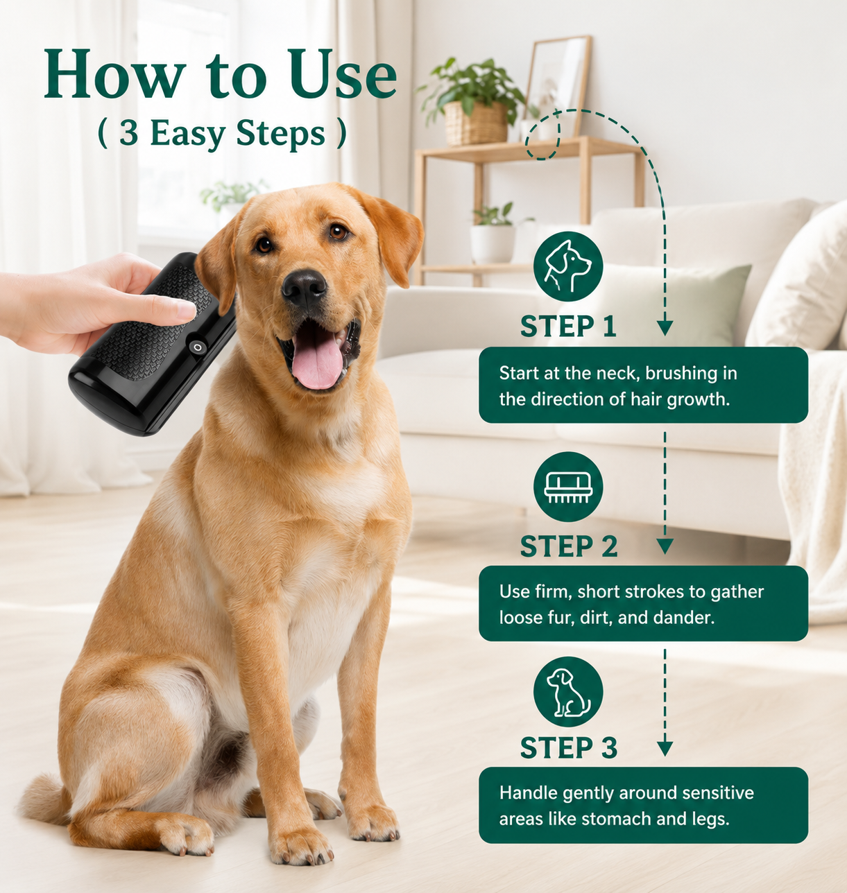 ShedLift™ Deshedding Brush — Painless Undercoat Grooming Tool for Dogs, Cats & Rabbits