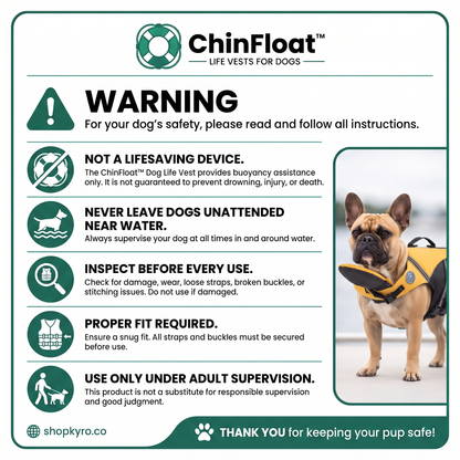 ChinFloat™ Dog Life Jacket 2.0 — Swim Vest for French Bulldogs, Pugs & Flat-Faced Breeds