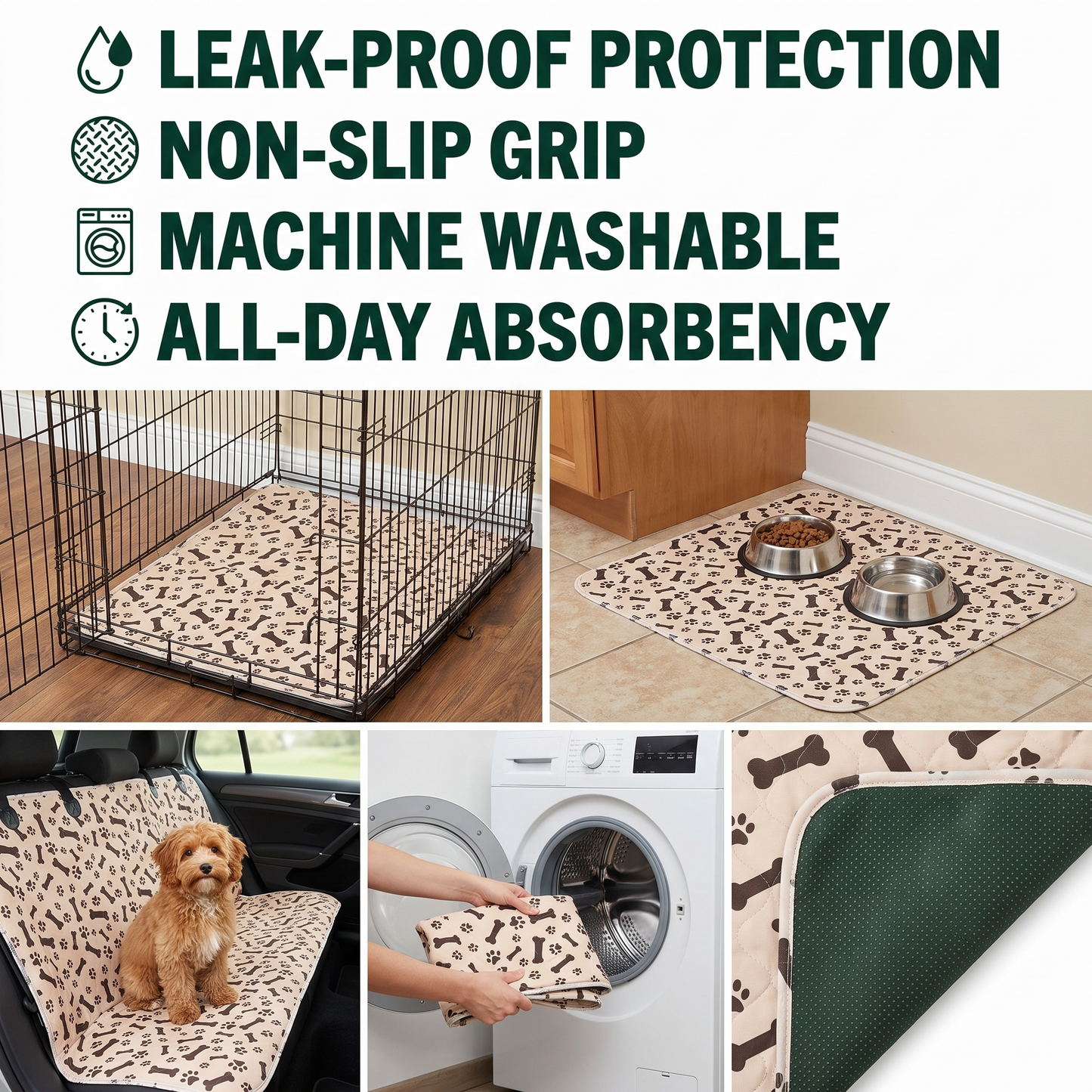 GripDry™ Reusable Dog Pee Pad — Washable, Leak-Proof, Non-Slip Potty & Travel Mat